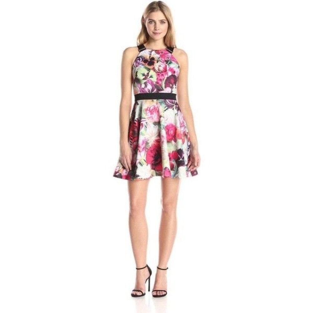 Ted Baker Samra Floral Swirl Skater Dress Fuchsia Size 2 or US Size 4-6 - Picture 5 of 12
